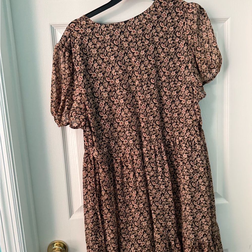 Primark Brown and Tan Puff Sleeve Sundress